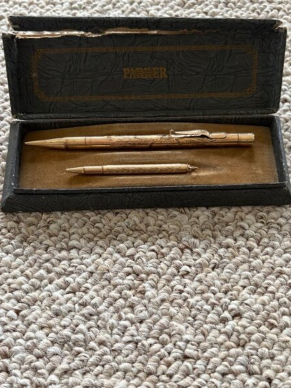 Vintage Parker 51 Pen & Pencil Set Gold Filled WWII Era w Box Rare - Picture 5 of 10